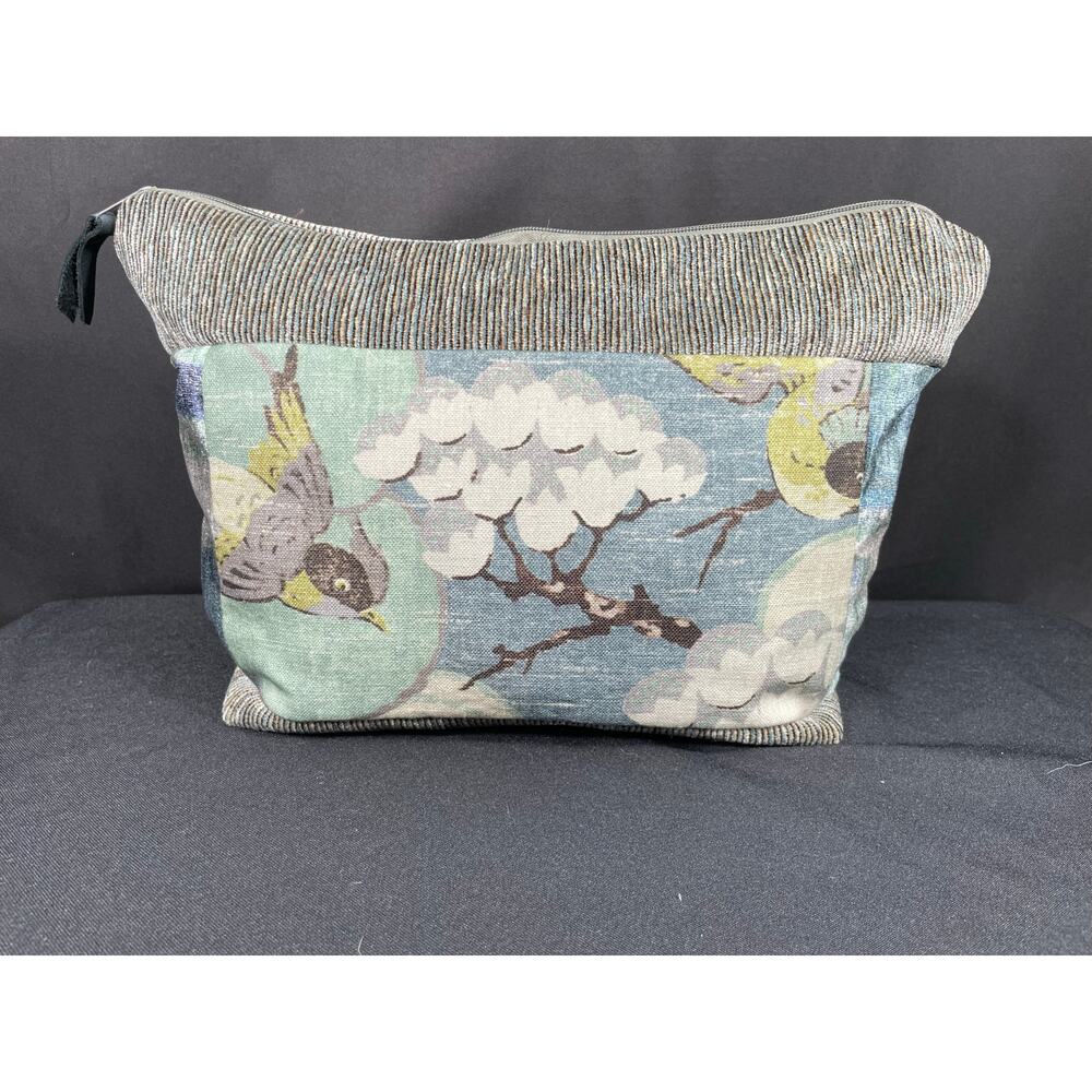 Large, Handmade, One of a Kind Bag, Satchel, Bird & Floral Print, Pouch, Lined